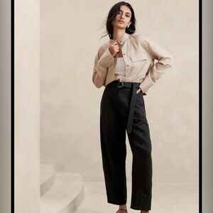 Banana Republic High Rise Barrel Tencel Linen Pant